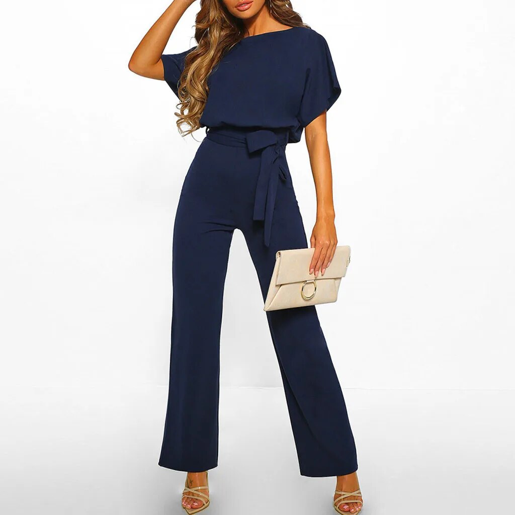 Stylish Jumpsuit with Flattering Waist - Naomi-Blue-S-The Livary