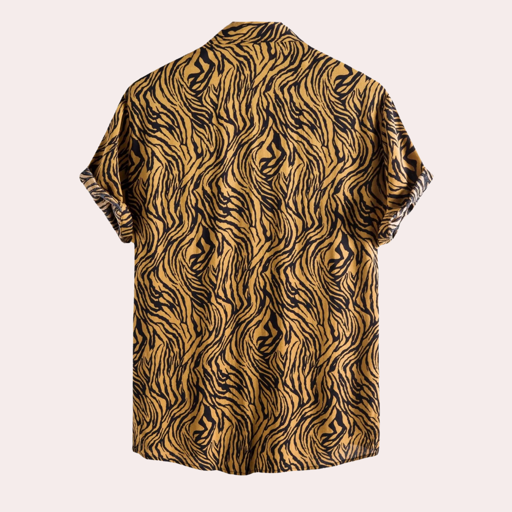 Trendy Tiger Print Shirt with Button Closure - Oscar-S-The Livary