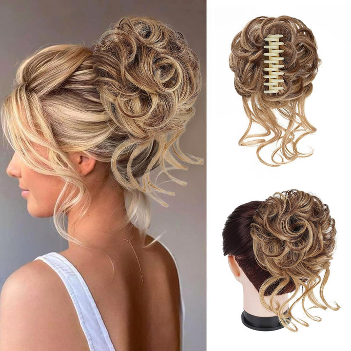 Clip with Hair Extension for Wavy Bun – CurlClip-Dark brown-The Livary