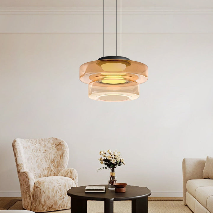 Modern Glass Pendant Light in Bauhaus Style - AuroraSphere-Amber-1 Level-D 9.84 x H 4.33 inches-The Livary