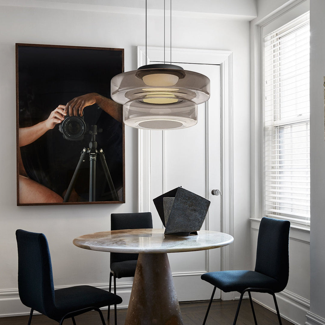 Modern Glass Pendant Light in Bauhaus Style - AuroraSphere-Amber-1 Level-D 9.84 x H 4.33 inches-The Livary