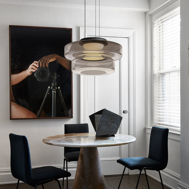 Modern Glass Pendant Light in Bauhaus Style - AuroraSphere-Amber-1 Level-D 9.84 x H 4.33 inches-The Livary