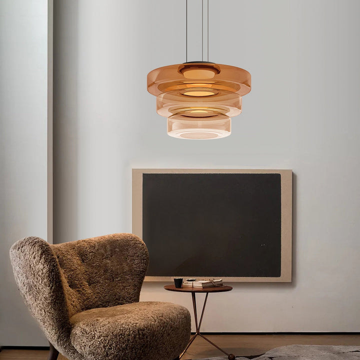 Modern Glass Pendant Light in Bauhaus Style - AuroraSphere-Amber-1 Level-D 9.84 x H 4.33 inches-The Livary