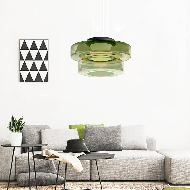 Modern Glass Pendant Light in Bauhaus Style - AuroraSphere-Amber-1 Level-D 9.84 x H 4.33 inches-The Livary