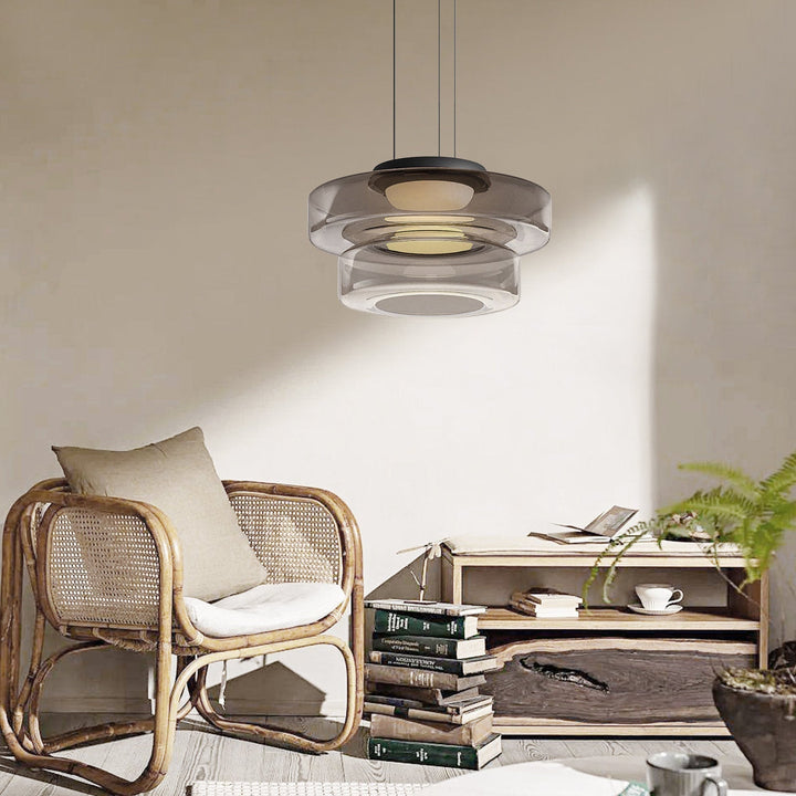 Modern Glass Pendant Light in Bauhaus Style - AuroraSphere-Amber-1 Level-D 9.84 x H 4.33 inches-The Livary
