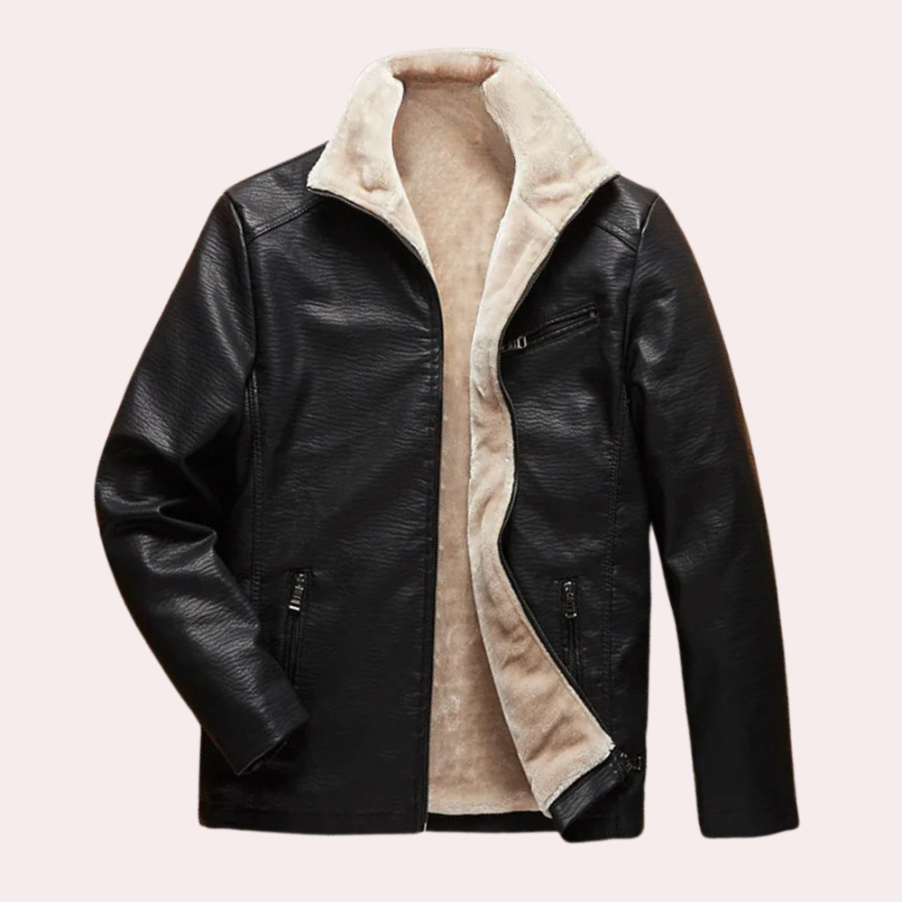Classic Black Leather Men's Jacket with Timeless Design - Luca-S-The Livary