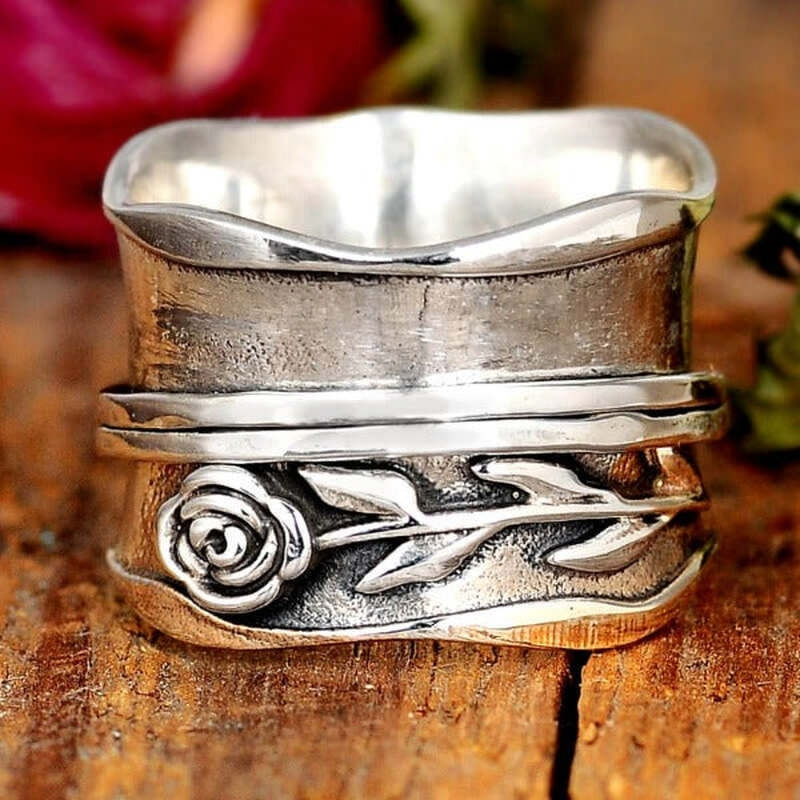 Handmade Silver Flower Ring - Lilac-6-The Livary