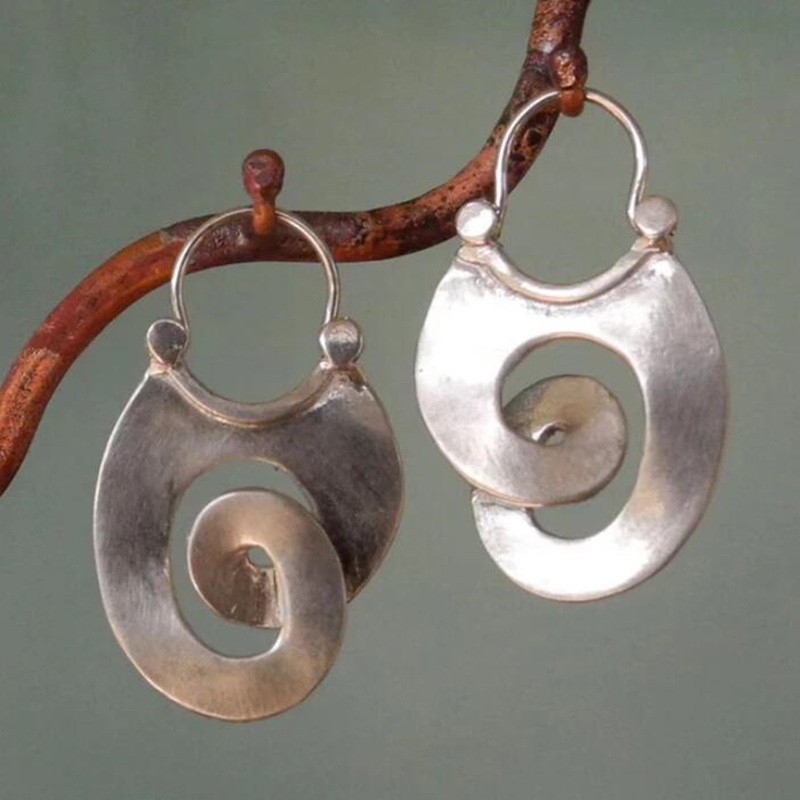 Silver Vintage Spiral Earrings - Nayela-The Livary