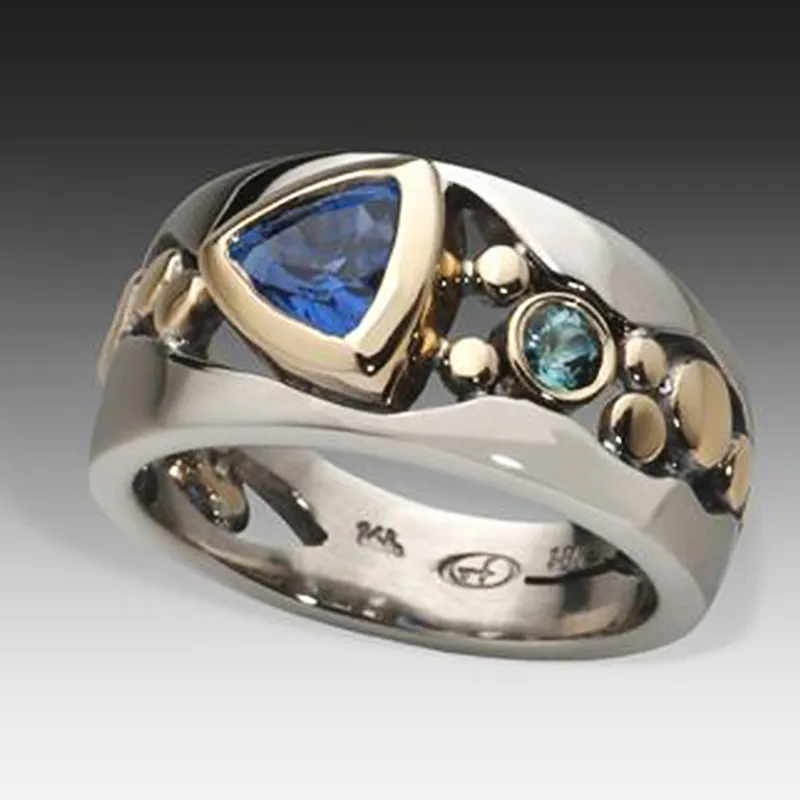 Vintage Blue Crystal Ring - Isolde-5-The Livary