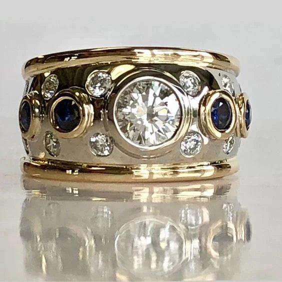 Golden Ring with Zirconia Inlay - Elina-6-The Livary