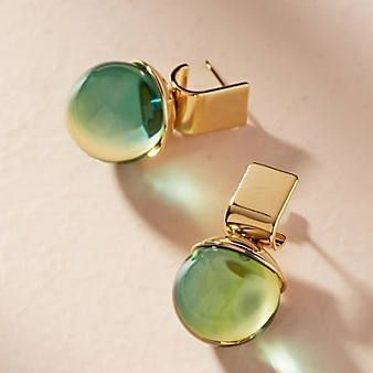 Vintage Earrings with Green Crystal - Emerald-The Livary