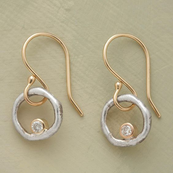 Vintage Gold & Silver Zirconia Earrings - Celeste-The Livary