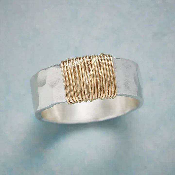 Silver Vintage Gold Filigree Ring - Amira-5-The Livary