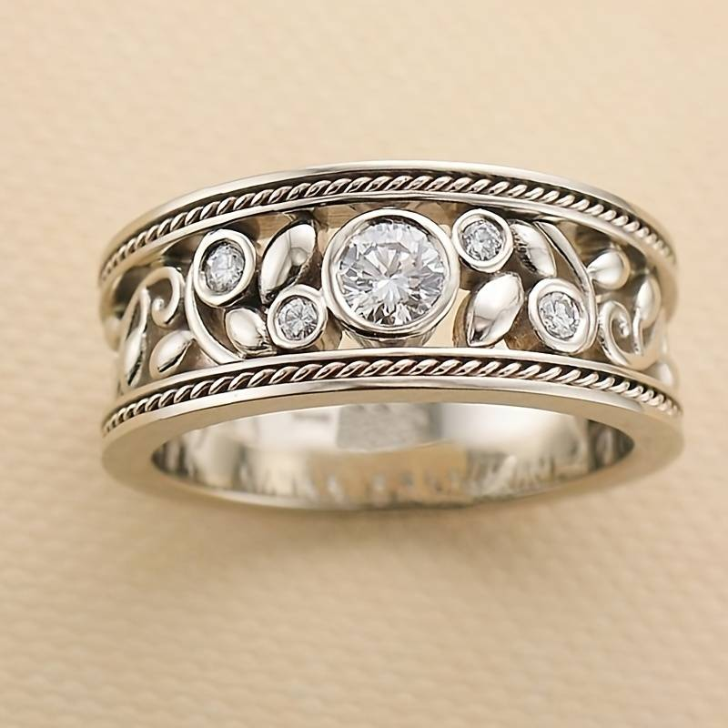 Vintage Silver Ring with Zirconia - Lucienne-6-The Livary