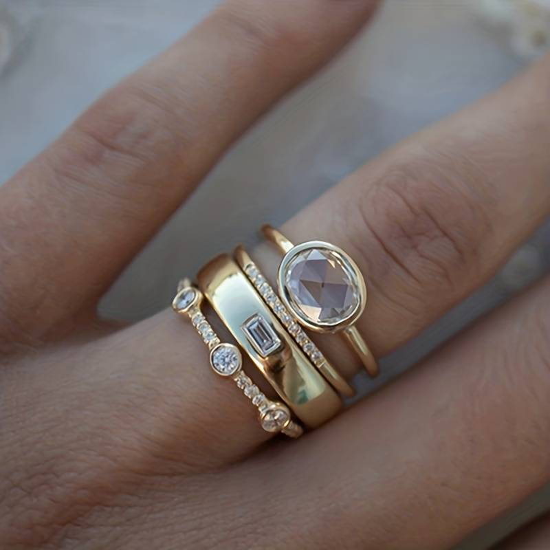 Vintage Gold & Zirconia Ring Set - Celestia-6-The Livary