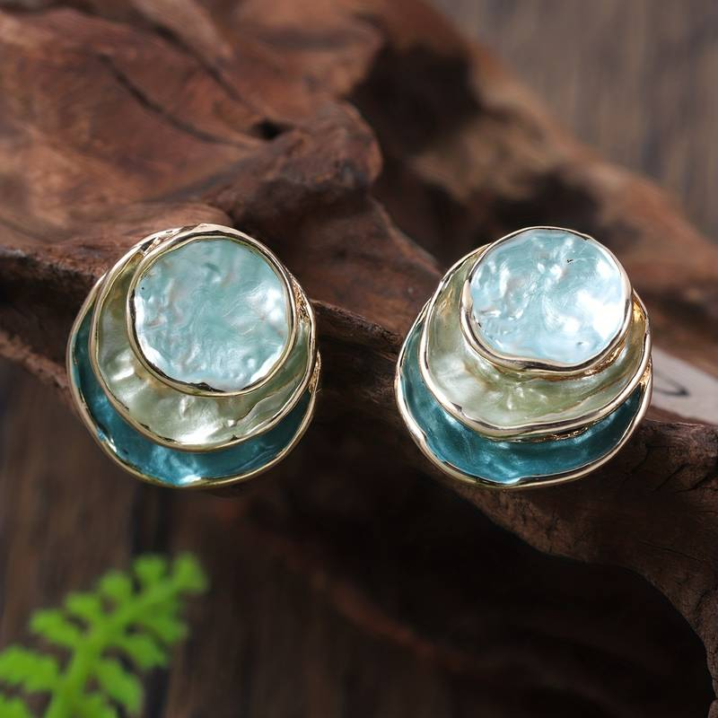 Vintage Multi-Layered Round Earrings - Celina-The Livary