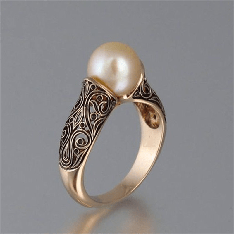 Vintage Gold Ring with Pearl - Aurelia-6-The Livary