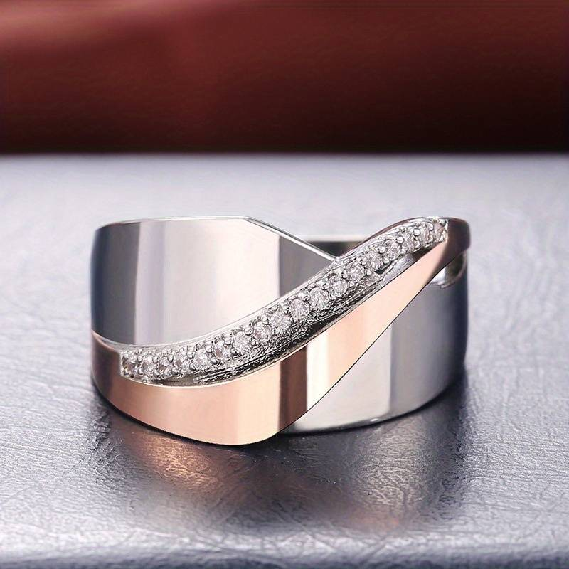 Vintage Rose Gold and Silver Zirconia Ring - Elviana-6-The Livary