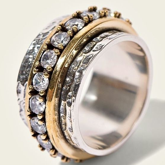 Vintage Gold and Silver Ring with Zirconia - Esmira-6-The Livary