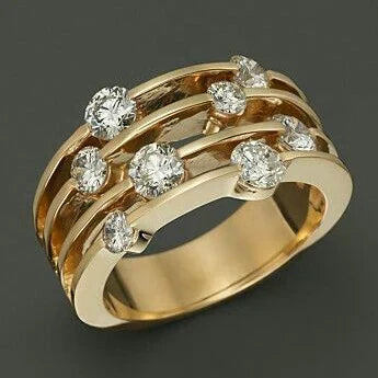 Layered Gold Ring with Zirconia - Aurélie-6-The Livary