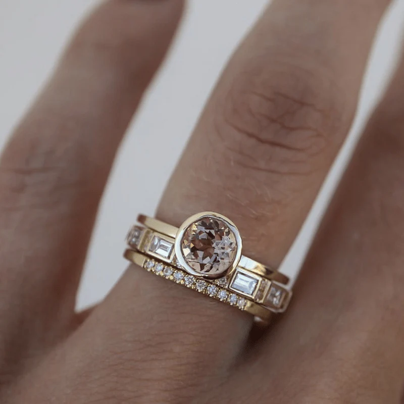 Vintage Golden Ring with Crystals - Eliana-6-The Livary