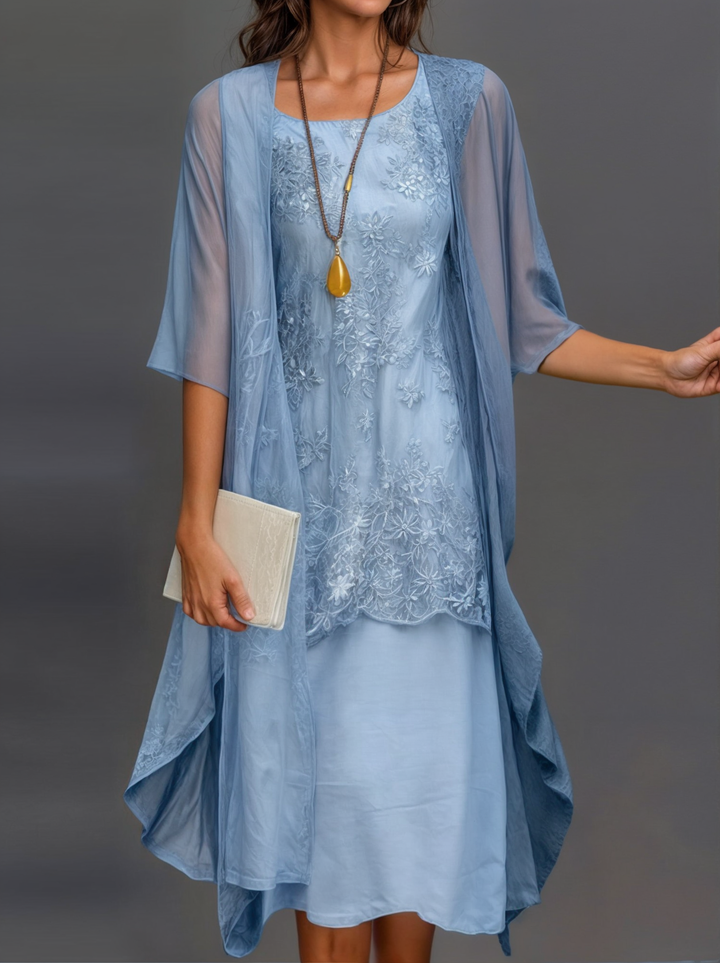 Stylish Floral A-Line Dress with Waistcoat for Women – Miray-Bellflower-M-The Livary