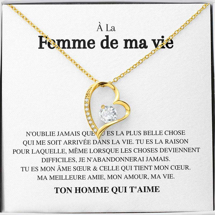 Eternal Rose Box & its Love Necklace - To the woman of my life - Never forget...-14K White Gold Finish-The Livary