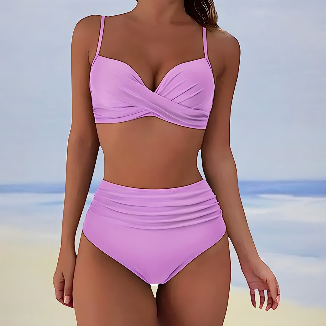 Trendy high-waist bikini with a comfortable fit – Eula-Light violet-S-The Livary