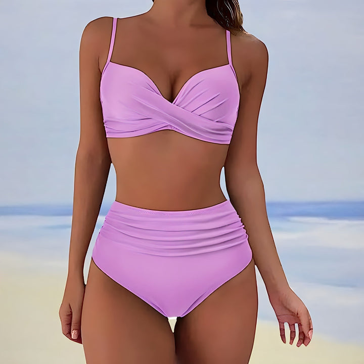 Trendy high-waist bikini with a comfortable fit – Eula-Light violet-S-The Livary