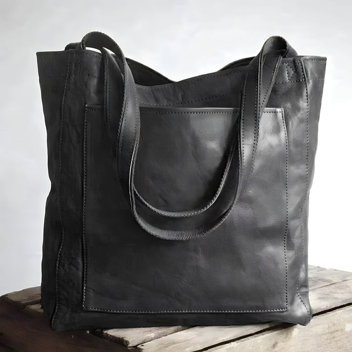 Stylish Leather Handbag - Sophie-Black-The Livary