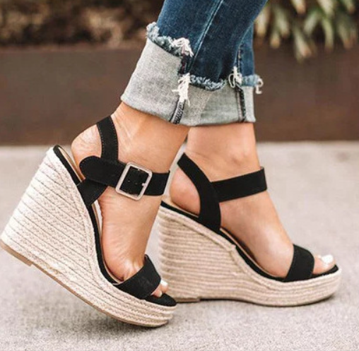 Orthopedic Wedges with Buckle - Mila-Black-4.5-The Livary