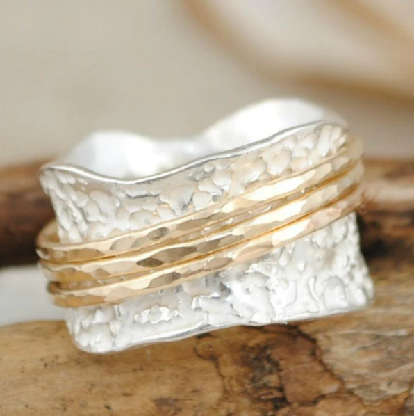 Vintage Spinner Ring in Gold & Silver - Elvira-6-The Livary