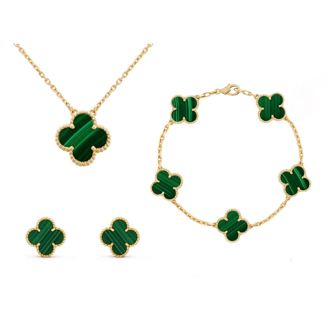 Stylish Clover Jewellery Set – Aurora-Green-The Livary