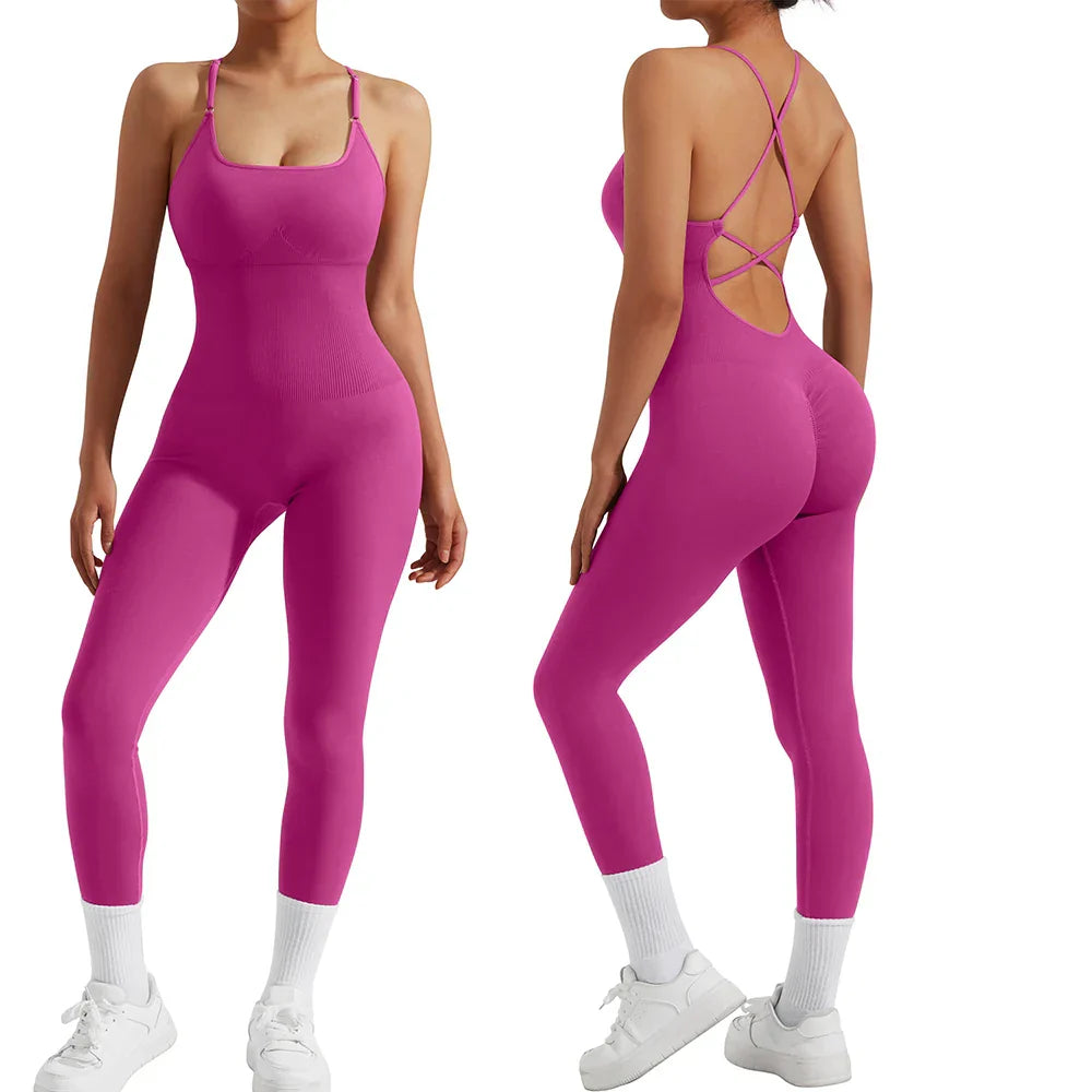 All-Season Women's Fitness Jumpsuit - Nova-Pink-M-The Livary