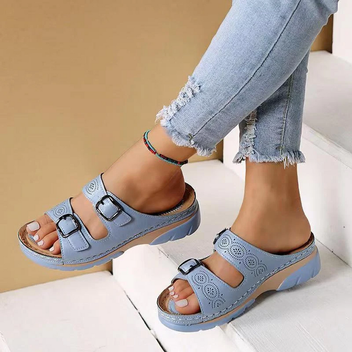 Orthopaedic women's comfort sandals with gel sole – buy 1, get 1 free – Sofia-Light blue-3-The Livary