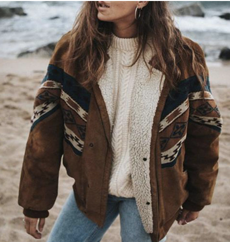 Stylish Boho Winter Coat for Women - Elara-M-Brown-The Livary