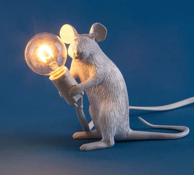 Original Mouse Lamp - SqueakLight-Sitting mouse / White-The Livary