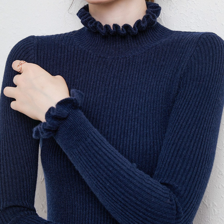 Comfortable Cashmere Women's Turtleneck - Aurélie-Blue-S-The Livary