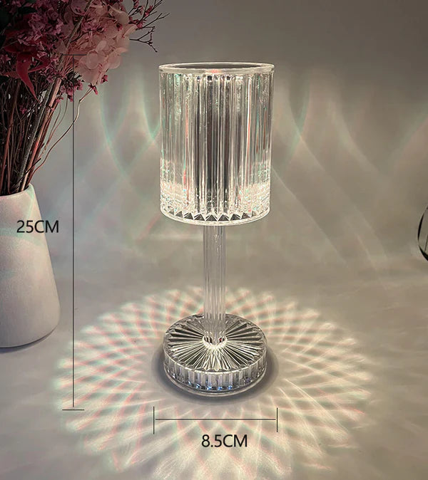 Dimmable Crystal Table Lamp with Modern Lighting - Seraphine-Transparent-Rechargeable (touch) - 3 colours-3.34x9.84 inches-The Livary