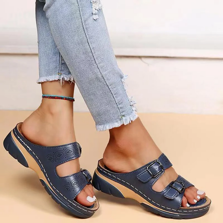 Orthopaedic women's comfort sandals with gel sole – buy 1, get 1 free – Sofia-Dark blue-3-The Livary
