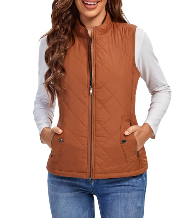 Lightly Padded Stylish Women's Bodywarmer - Lara-Khaki-S-The Livary