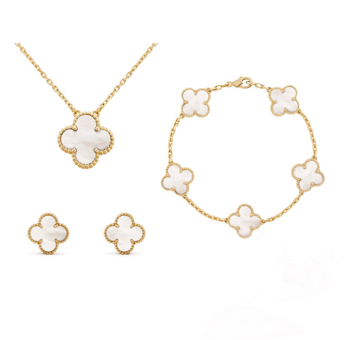 Stylish Clover Jewellery Set – Aurora-White gold-The Livary