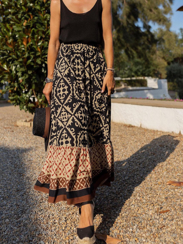 Trendy Long Skirt with Ruffles - Amara-Black-S-The Livary
