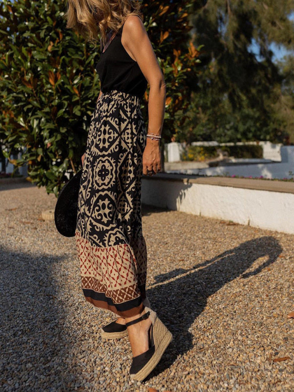 Trendy Long Skirt with Ruffles - Amara-Black-S-The Livary