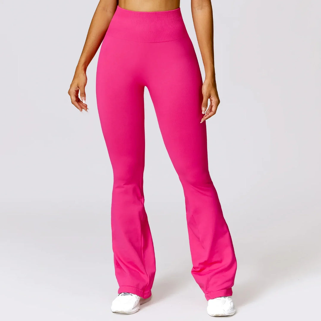Seamless Flared Yoga Legging - Elara-Pink-S-The Livary