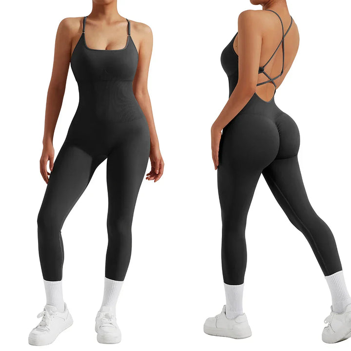 All-Season Women's Fitness Jumpsuit - Nova-Black-M-The Livary