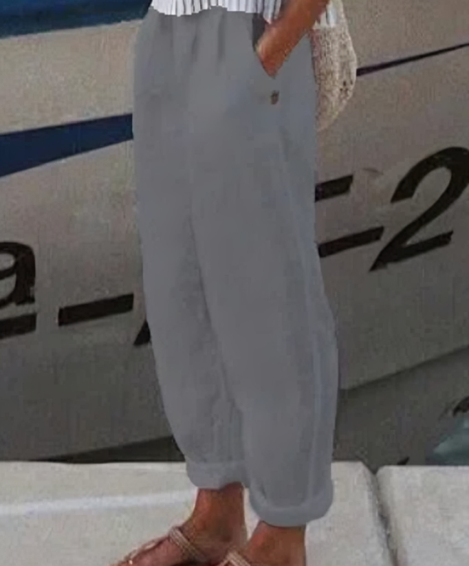 Linen Trousers for Women - Livia-Gray-S-The Livary