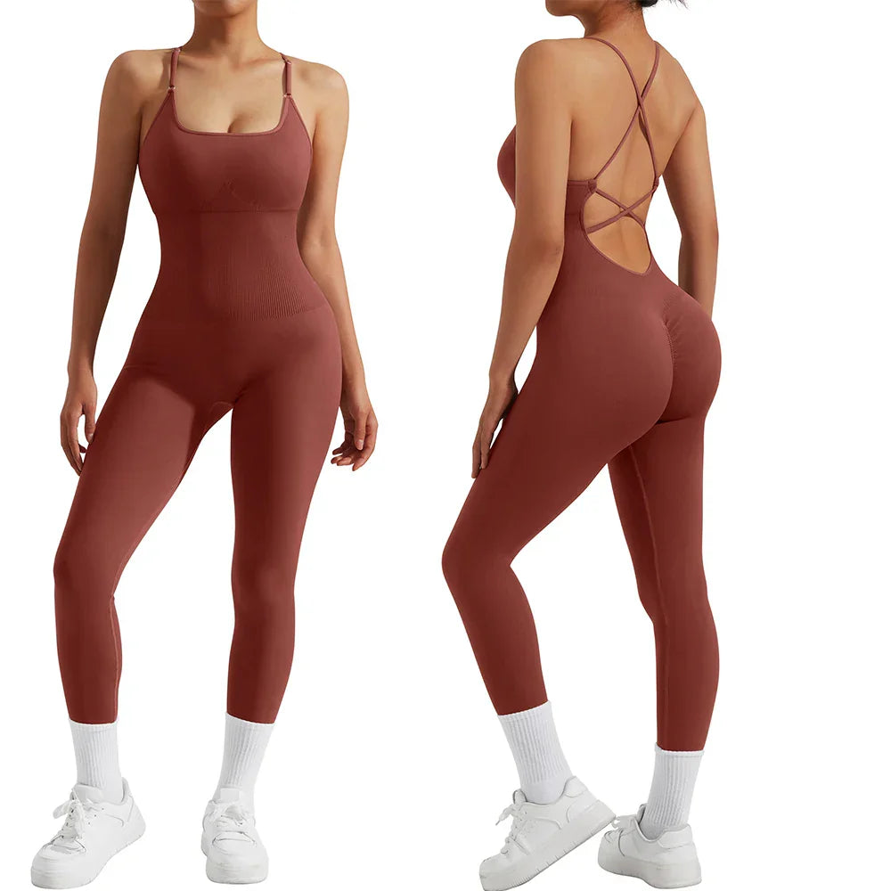 All-Season Women's Fitness Jumpsuit - Nova-Red-S-The Livary