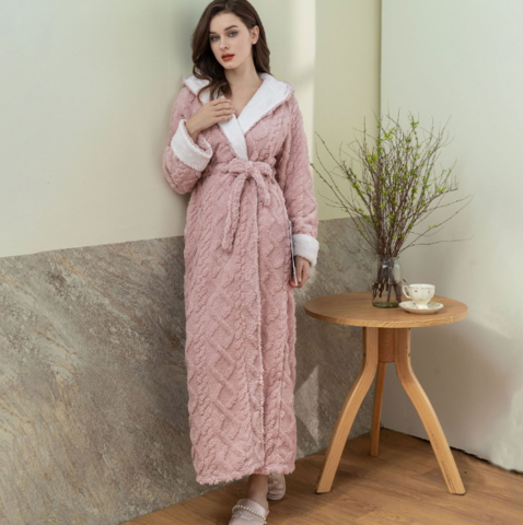 Warm and Comfortable Fleece Dressing Gown for Women - Serena-Pink-M-The Livary