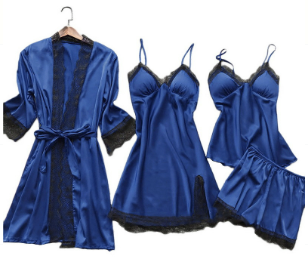Luxury Satin Pyjama Set - Luna-Dark blue-S-The Livary